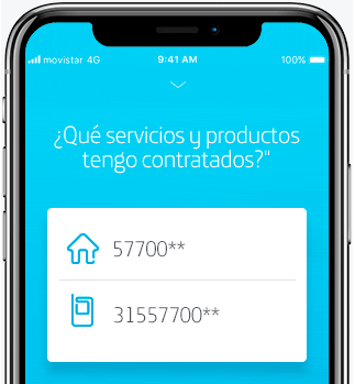 Imagen de celular mostrando los servicios de Movistar