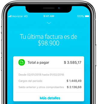 Imagen de celular mostrando factura de Movistar